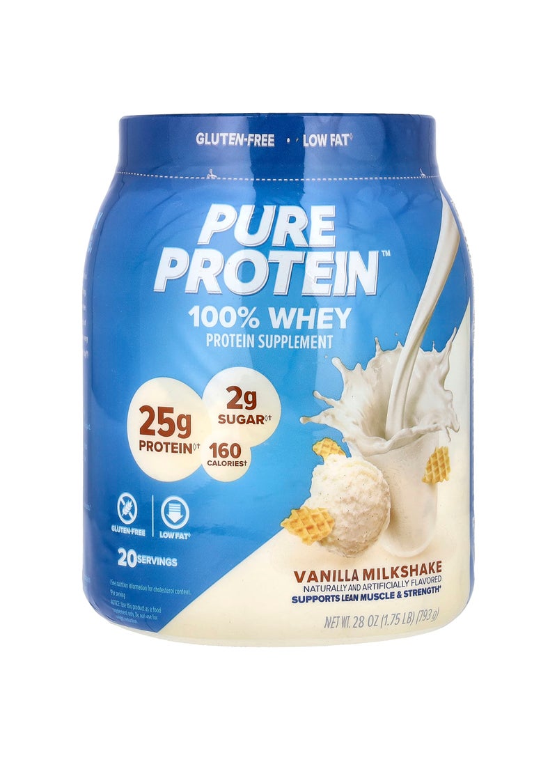 100% Whey Protein, Vanilla Milkshake, 1.75 lb (793 g)